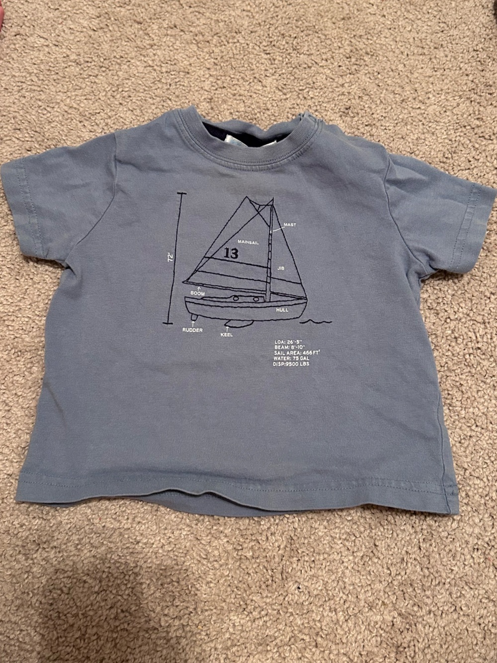 Janie and Jack Sailboat Tee 6-12 mo